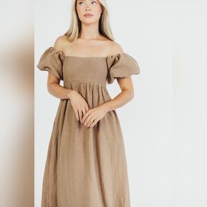 Worth Collective Candace Maxi Dress Mocha Linen